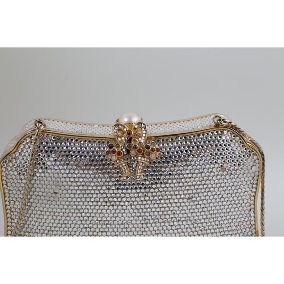 Vintage Judith Leiber Swarovski Crystal Minaudiere Evening Bag With Comb, Mirror - Picture 12 of 16